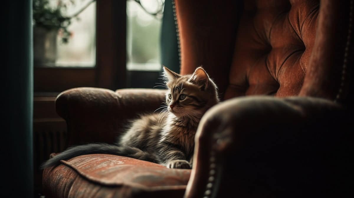 vecteezy gattino sonnecchiando nel un accogliente poltrona su un 27788271