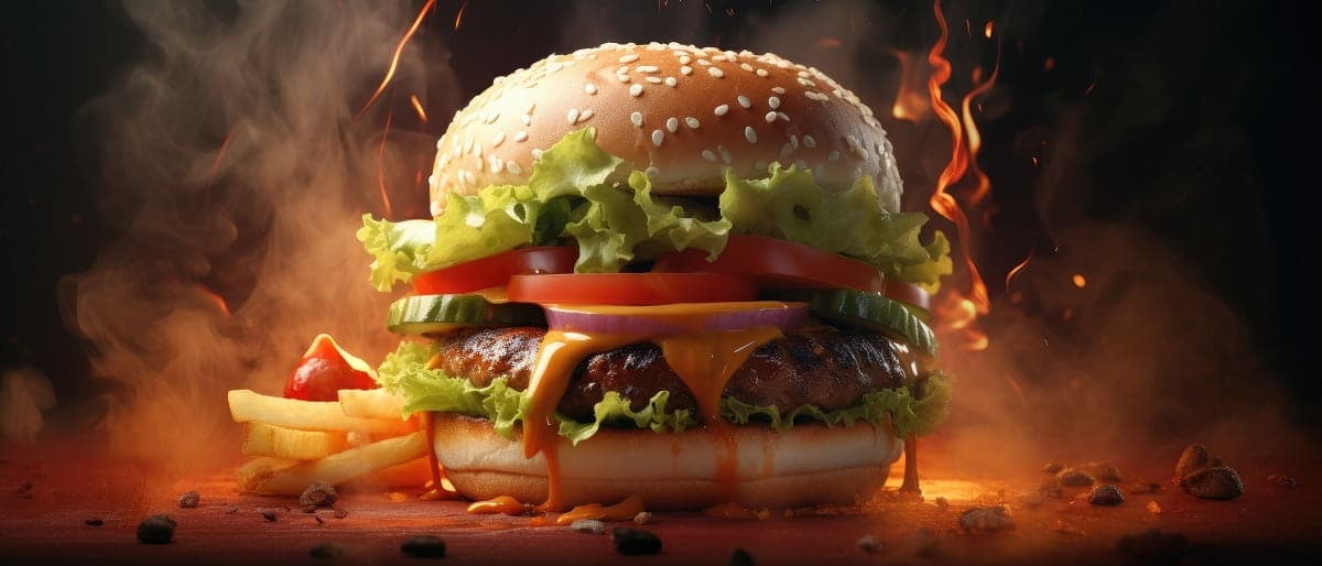 vecteezy ai generato un hamburger con fumo e verdure su esso 35755546