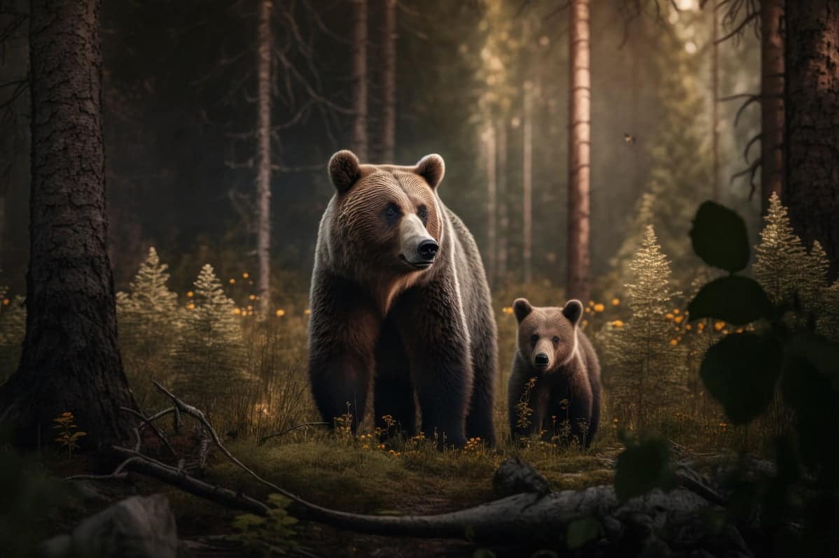 vecteezy orso con cucciolo nel naturale habitat generativo ai 25284554