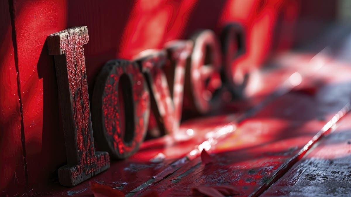 vecteezy ai generato amore parola scrivi su rosso sfondo 36095956