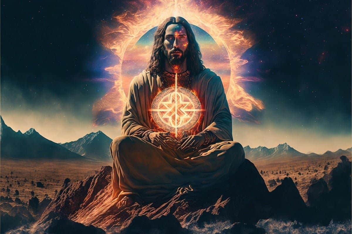 vecteezy jesus meditando en el desierto flotante generativo ai 22311588